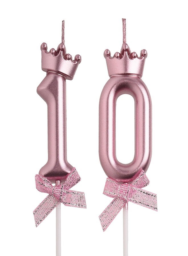 AOOLADA 10th Birthday Candles, Rose Gold 10 Year Old Number Birthday Candles for Boys Girls, Happy Birthday Party Decorations Cake Topper Gifts for 10th Wedding Anniversary Celebration - Image 1